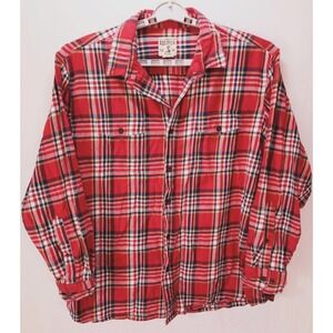 Red Head Button Down Men's Flannel Shirt, 2XL, Red Plaid